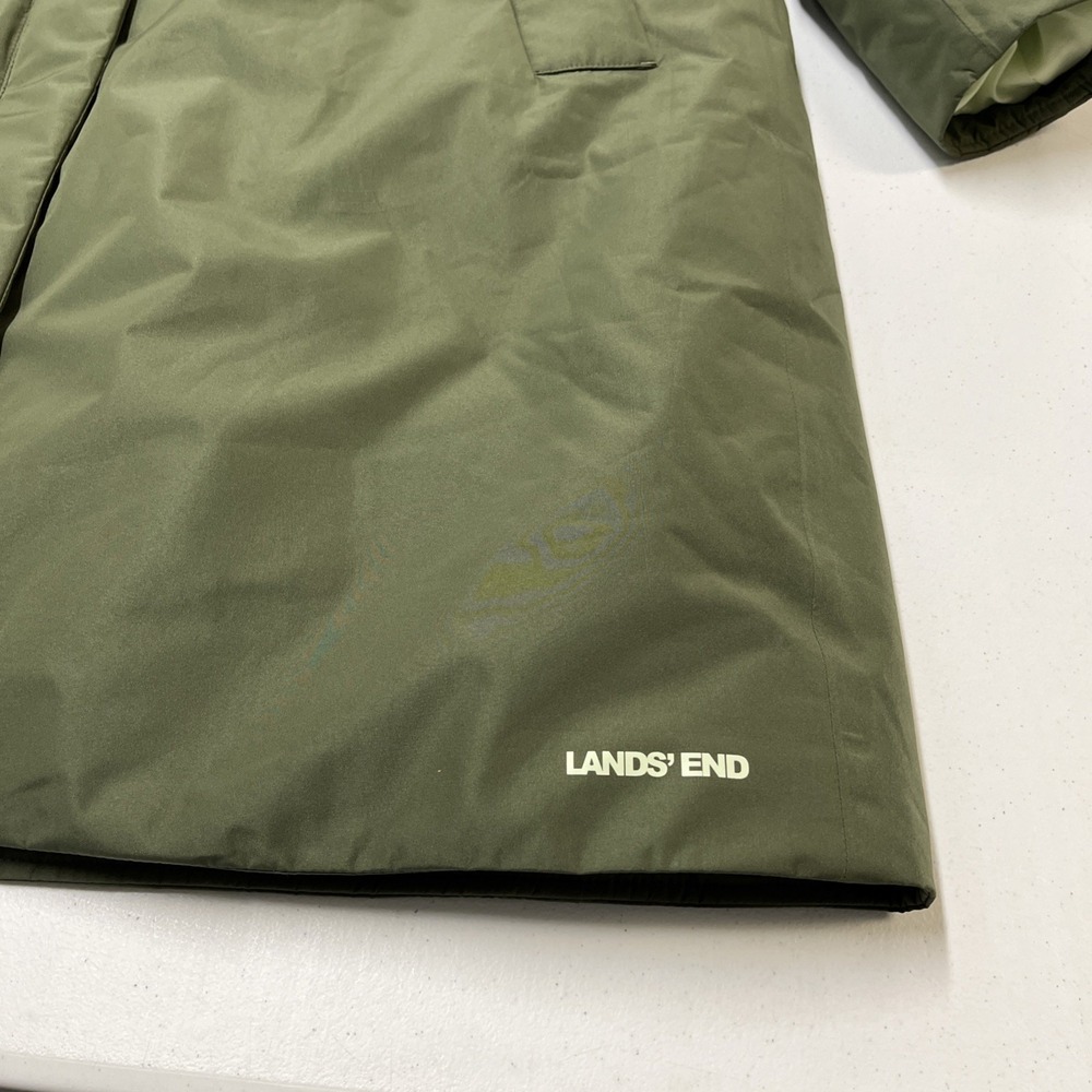 Lands End Jacket Wonderweight Packable Down Green Hyper Dry Nylon Size 1X Hooded - Picture 14 of 14